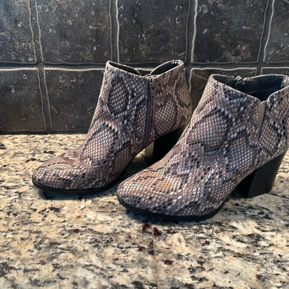 Nine West, faux snake skin booties